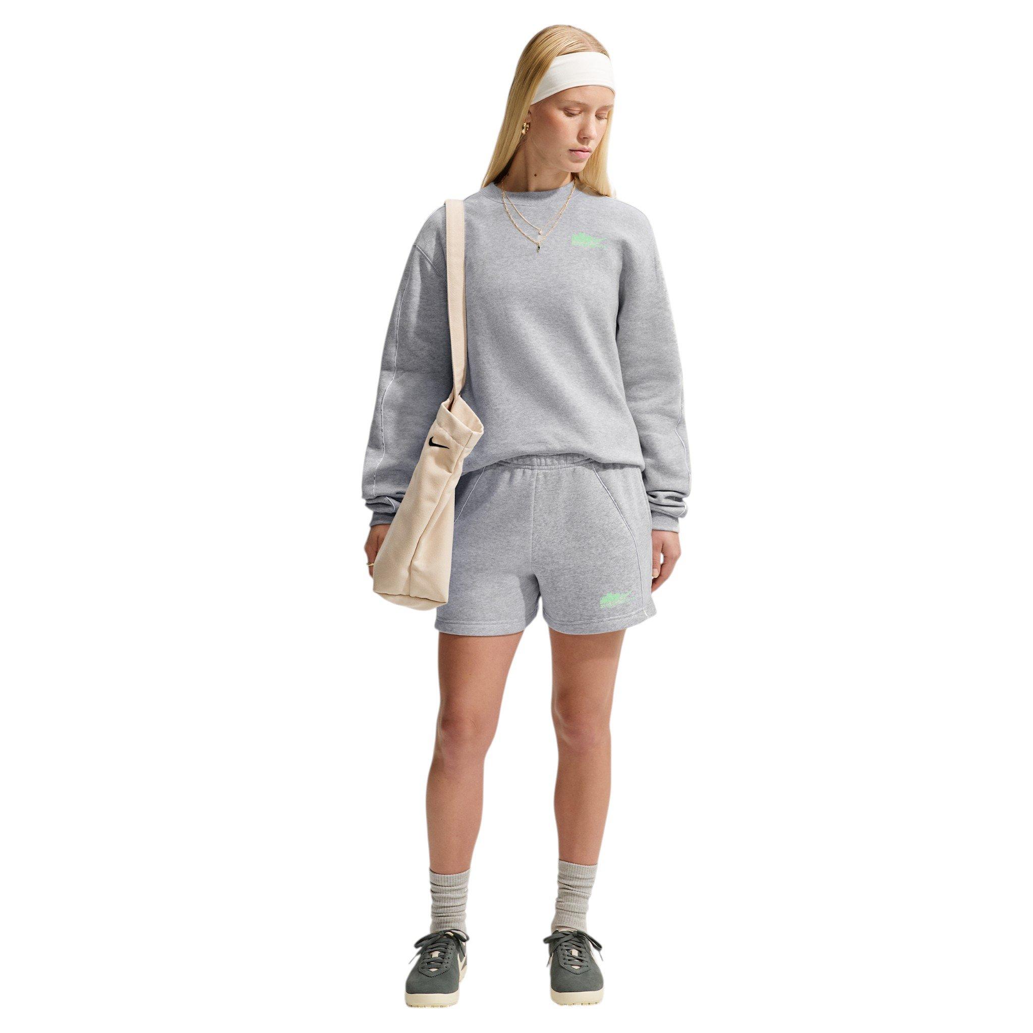 Nike Women's Studio Fleece Med Weight "Graphic Pack" "Athletic Dept" Mid-Rise Shorts - Grey - GREY